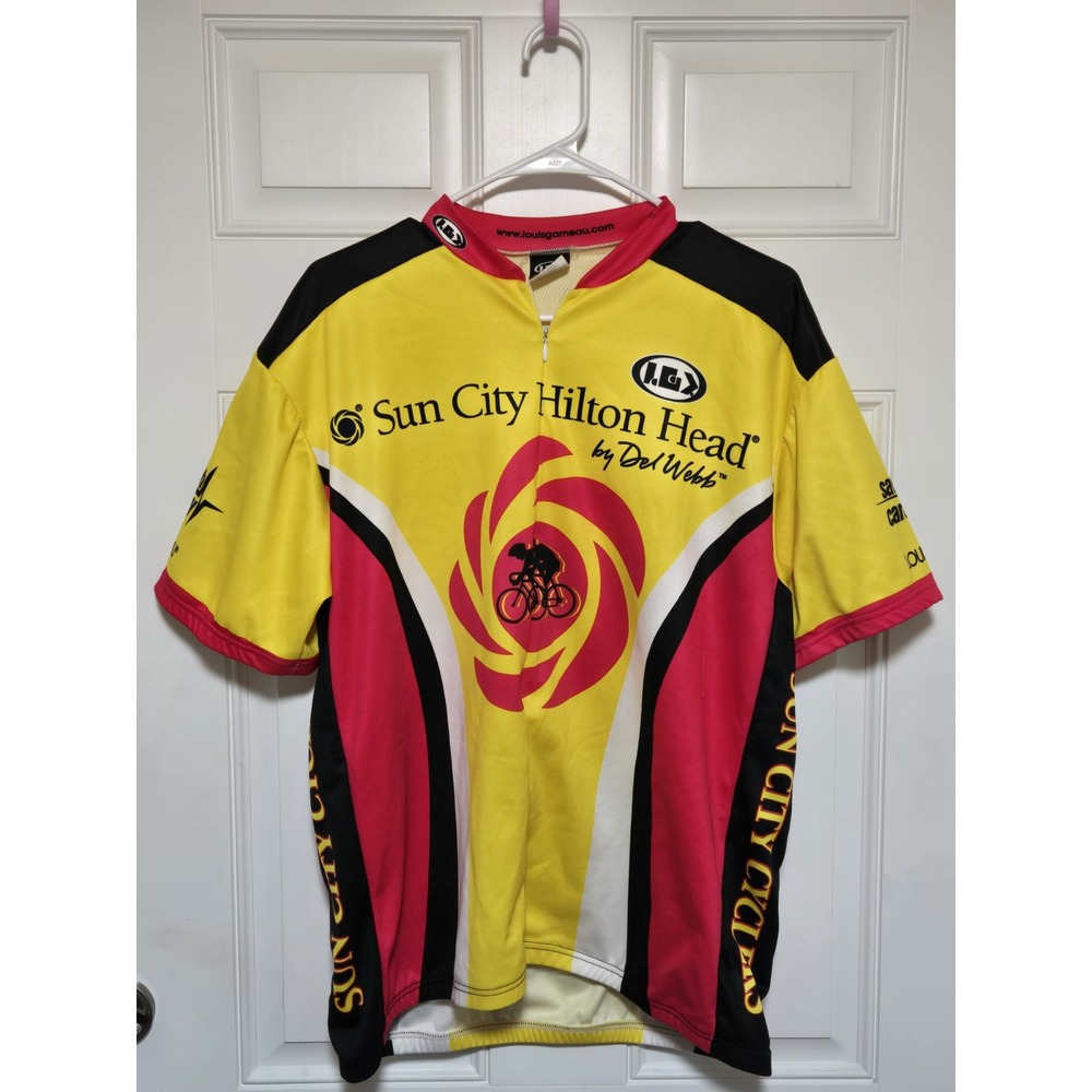 Louis Garneau Cycling Jersey Mens‎ Sz L 1/2 Zip Bright Multi Color Shirt